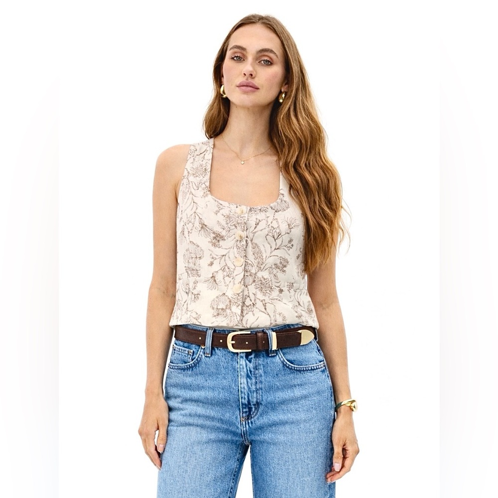 Adelyn Rae SARA JACQUARD BUTTON FRONT TOP